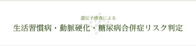 遺伝子検査による 生活習慣病・動脈硬化・糖尿病合併症リスク判定