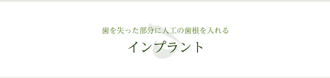 歯を失った部分に人工の歯根を入れる インプラント