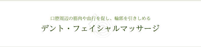 口腔周辺の筋肉や血行を促し、輪郭を引きしめる デント・フェイシャルマッサージ